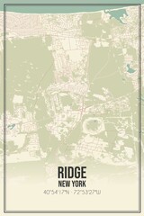 Retro US city map of Ridge, New York. Vintage street map.