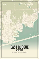 Retro US city map of East Quogue, New York. Vintage street map.