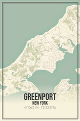 Retro US city map of Greenport, New York. Vintage street map.