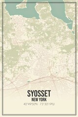 Retro US city map of Syosset, New York. Vintage street map.