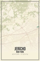 Retro US city map of Jericho, New York. Vintage street map.