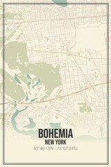 Retro US city map of Bohemia, New York. Vintage street map.