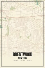 Retro US city map of Brentwood, New York. Vintage street map.