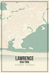 Retro US city map of Lawrence, New York. Vintage street map.
