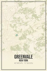 Retro US city map of Greenvale, New York. Vintage street map.