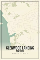 Retro US city map of Glenwood Landing, New York. Vintage street map.