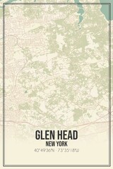 Retro US city map of Glen Head, New York. Vintage street map.