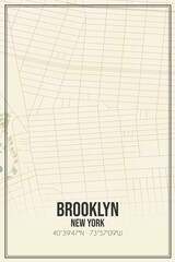 Retro US city map of Brooklyn, New York. Vintage street map.