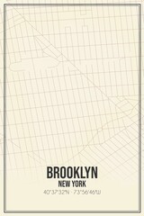 Retro US city map of Brooklyn, New York. Vintage street map.