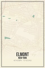 Retro US city map of Elmont, New York. Vintage street map.