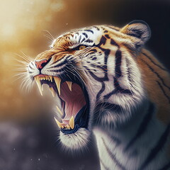 Beautiful tiger portrait. AI generated photorealistic illustration. Not based on original images, characters or people