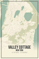 Retro US city map of Valley Cottage, New York. Vintage street map.