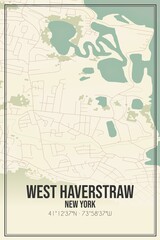 Retro US city map of West Haverstraw, New York. Vintage street map.