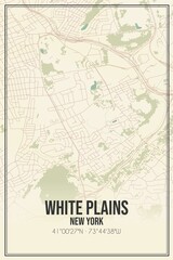 Fototapeta na wymiar Retro US city map of White Plains, New York. Vintage street map.