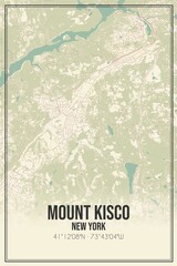 Retro US city map of Mount Kisco, New York. Vintage street map.