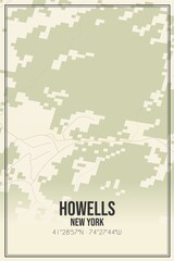 Retro US city map of Howells, New York. Vintage street map.