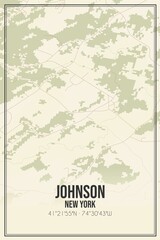 Retro US city map of Johnson, New York. Vintage street map.
