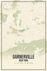 Retro US city map of Garnerville, New York. Vintage street map.