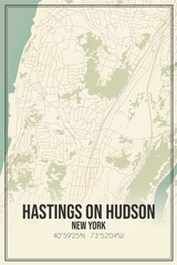 Retro US city map of Hastings On Hudson, New York. Vintage street map.