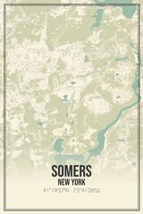 Retro US city map of Somers, New York. Vintage street map. © Rezona