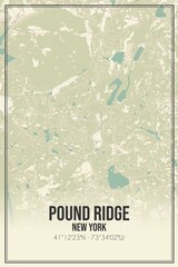 Retro US city map of Pound Ridge, New York. Vintage street map. © Rezona