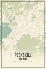 Retro US city map of Peekskill, New York. Vintage street map.