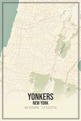 Retro US city map of Yonkers, New York. Vintage street map.