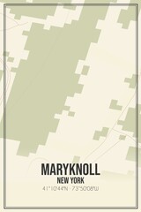 Retro US city map of Maryknoll, New York. Vintage street map.