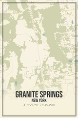 Retro US city map of Granite Springs, New York. Vintage street map.