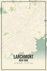 Retro US city map of Larchmont, New York. Vintage street map.