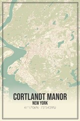 Retro US city map of Cortlandt Manor, New York. Vintage street map.