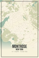Retro US city map of Montrose, New York. Vintage street map.