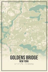Retro US city map of Goldens Bridge, New York. Vintage street map.