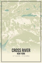 Retro US city map of Cross River, New York. Vintage street map.