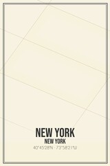 Retro US city map of New York, New York. Vintage street map.