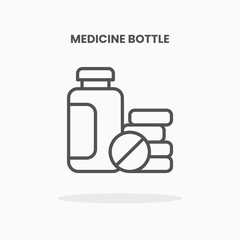 Medicine bottle icon vector illustration line style. Great design for web, app and more. Editable Stroke and pixel perfect.