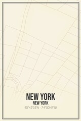 Retro US city map of New York, New York. Vintage street map.