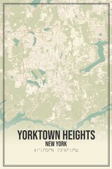 Retro US city map of Yorktown Heights, New York. Vintage street map.