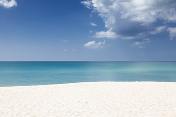Fototapeta na wymiar Panoramic view of nice tropic beach with white sand
