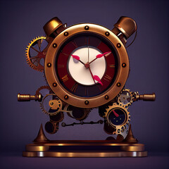 Mechanical Alarm clock . Steampunk style animal. 3d