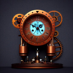Mechanical Alarm clock . Steampunk style animal. 3d