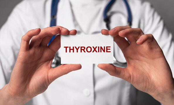 Thyroxine hormone, word for thyroid gland secret. High quality photo