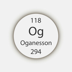 Oganesson symbol. Chemical element of the periodic table. Vector illustration.