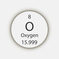 Oxygen symbol. Chemical element of the periodic table. Vector illustration.