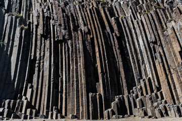 columns at columnar jointed basalt formation, Pico Ana Ferreira, Porto Santo island