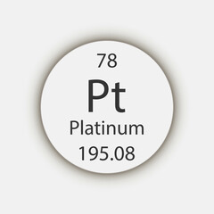 Platinum symbol. Chemical element of the periodic table. Vector illustration.
