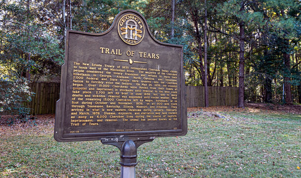 Trail of Tears historic marker at New Echota