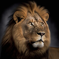 Lion Face Close Up Portrait  - AI illustration 05