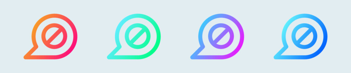 Block chat line icon in gradient colors. Message signs vector illustration.