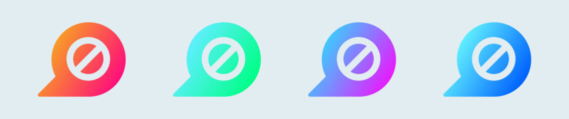 Fototapeta premium Block chat solid icon in gradient colors. Message signs vector illustration.
